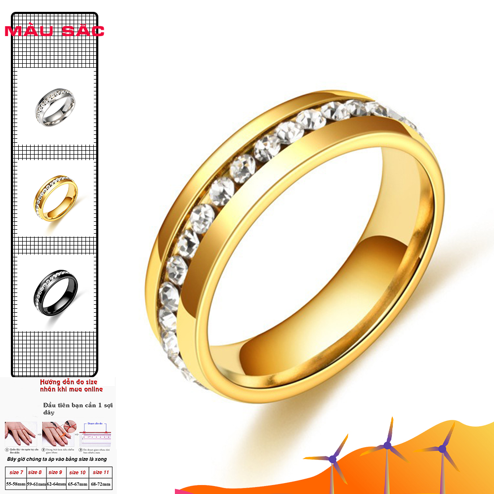 [HCM]NHẪN THÉP KHÔNG GỈ THỜI TRANG 1 VÒNG ĐÁ SIÊU SÁNG TREND 2022