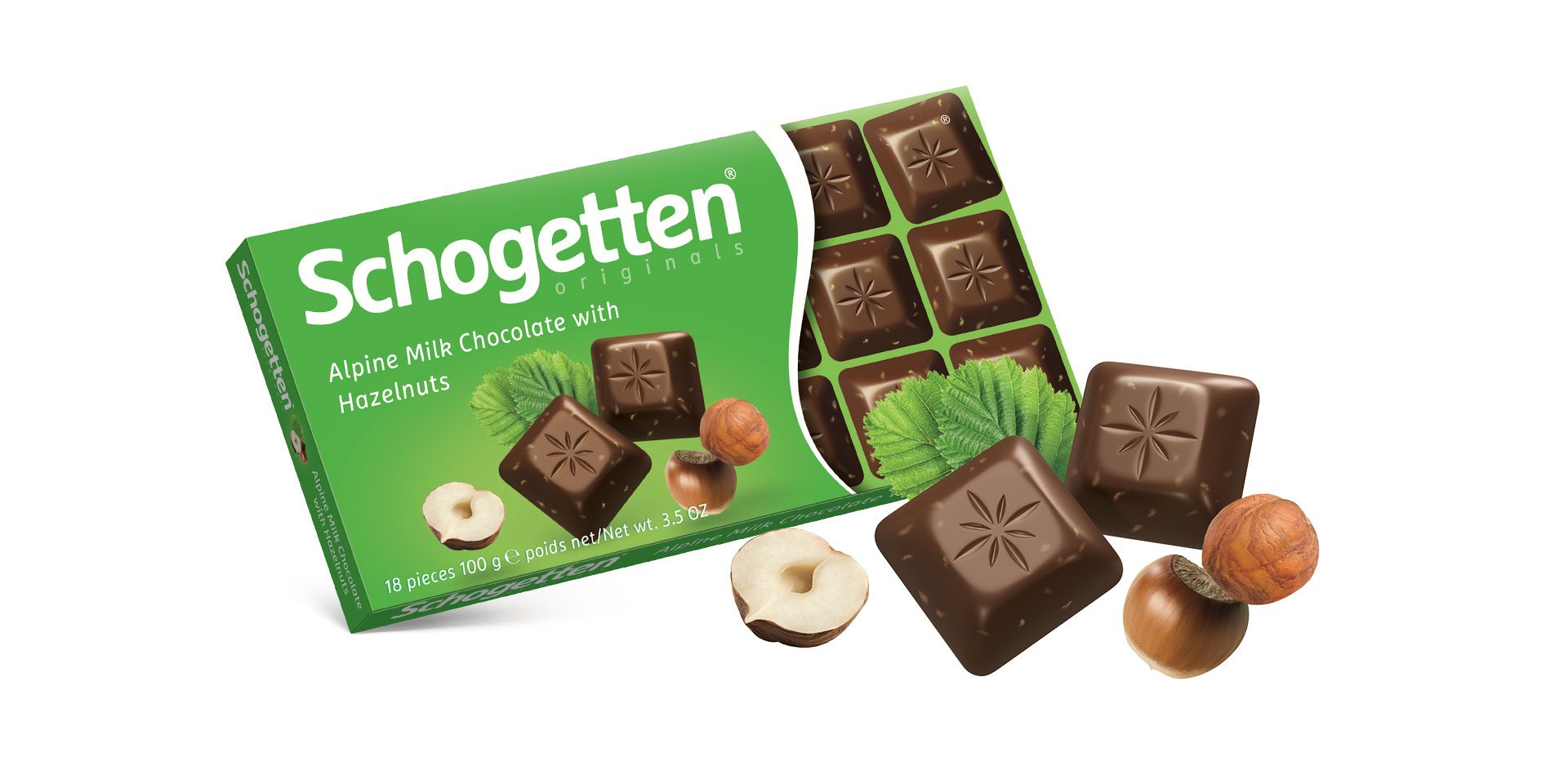 Schogetten Chocolate, Alpine Milk with Hazelnuts, 100g