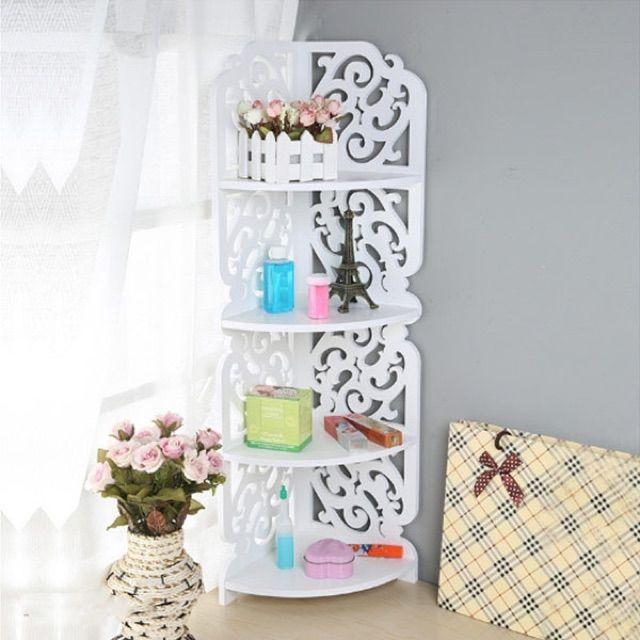 Kệ gỗ góc tường 4 tầng hoa văn sang trọng