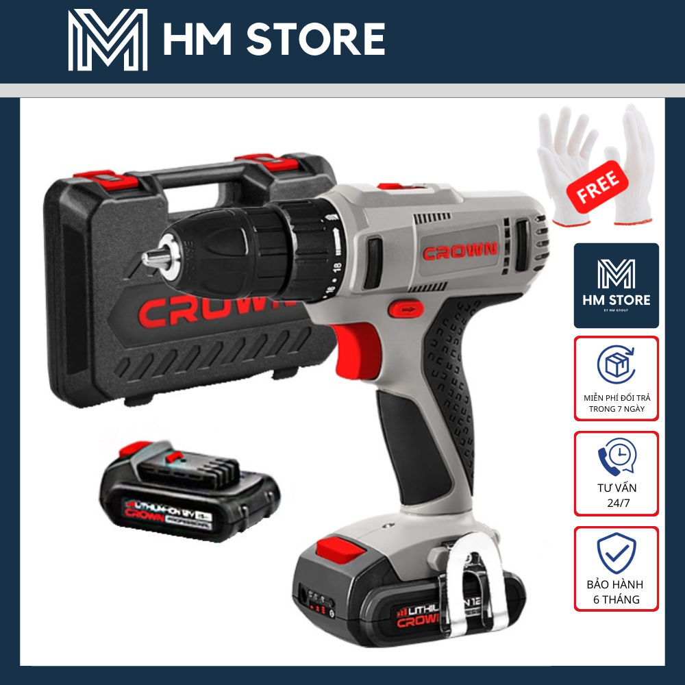 Máy khoan pin crown 12v - hàng chính hãng - ct21052lh - 1.5bmc