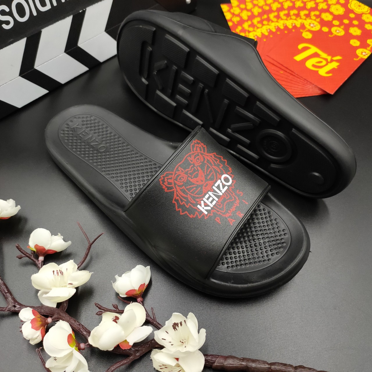 [HCM]Dép đúc nam nguyên khối KZ logo mặt hổ