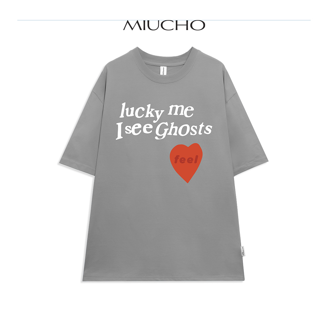 Áo thun nữ form rộng tay lỡ unisex cotton AT263 Miucho in Basic