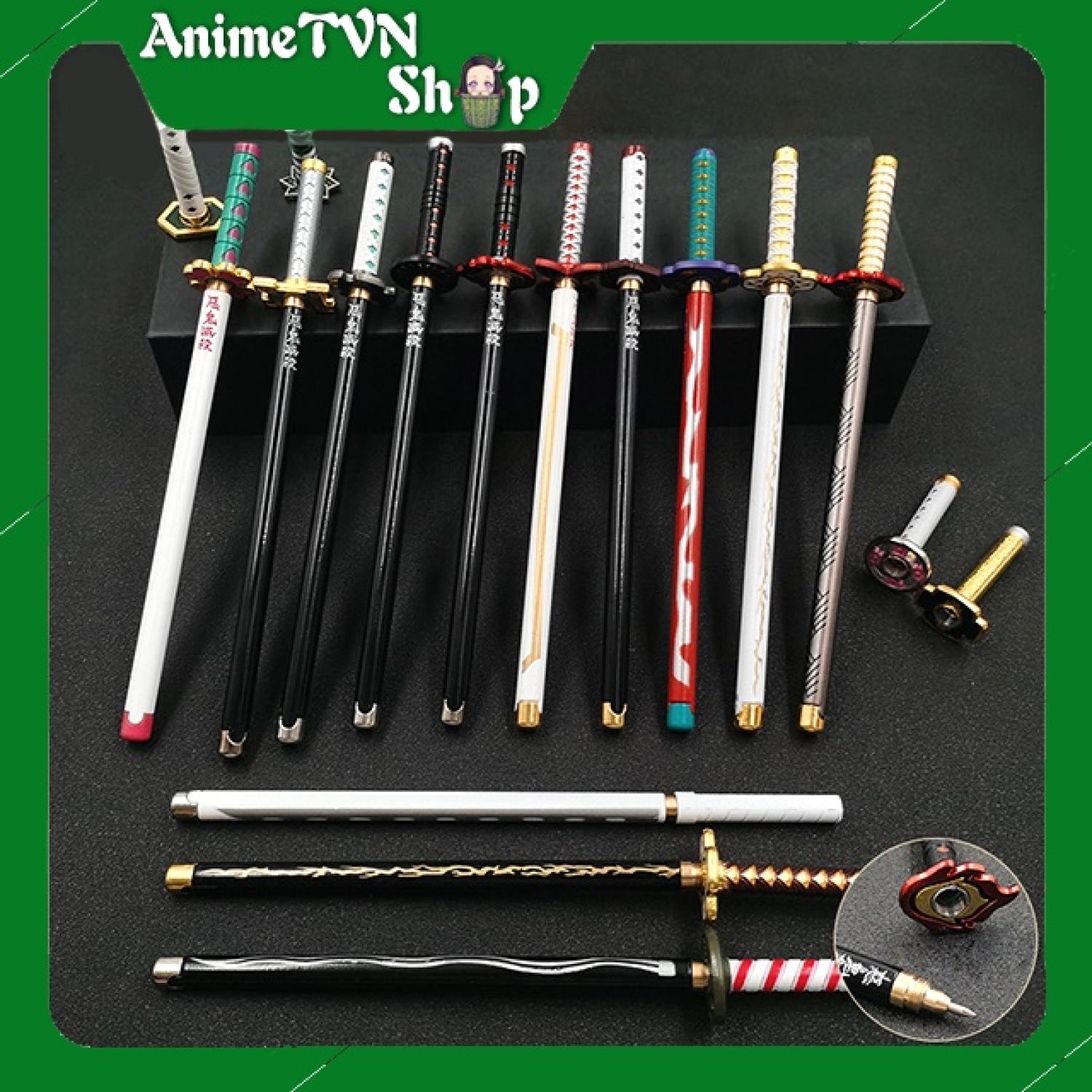Bút Viết cao cấp Anime Kimetsu no Yaiba Dạ bi mực đen hình kiém của thợ