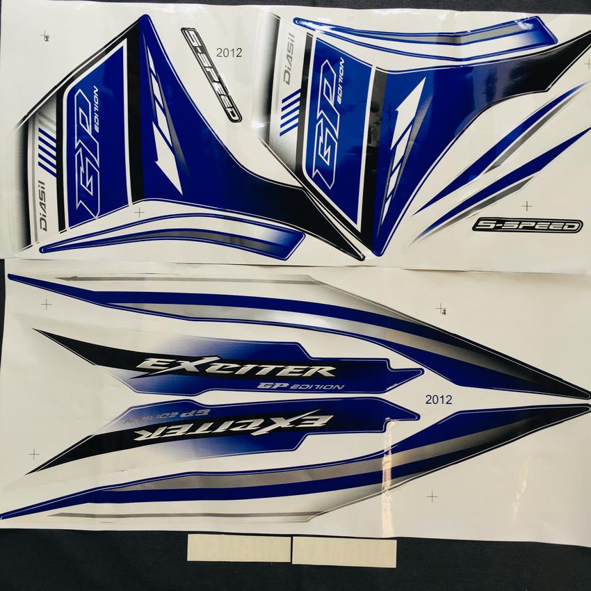 [QUÁ KHỨ VÀ HIỆN TẠI] BỘ TEM RỜI CHO EXCITER 135CC ZIN 3 LỚP ĐỜI 2014,2015 (MÀU XANH GP CHỮ ĐEN )