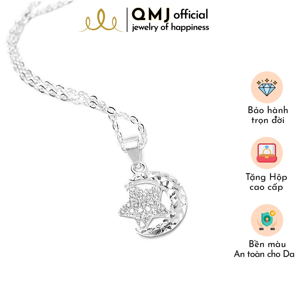 QMJ Dây chuyền bạc 925 cao cấp Trăng sao nạm đá tinh tế thiết kế độc lạ, thích hợp với cô nàng thích sự độc và lạ trang sức thời trang nữ đẹp - QDL1433