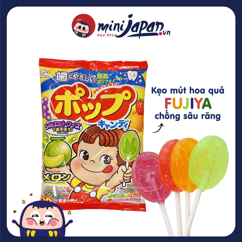 Kẹo mút hoa quả Nhật Candy Fujiya 128g không gây sâu răng cho bé