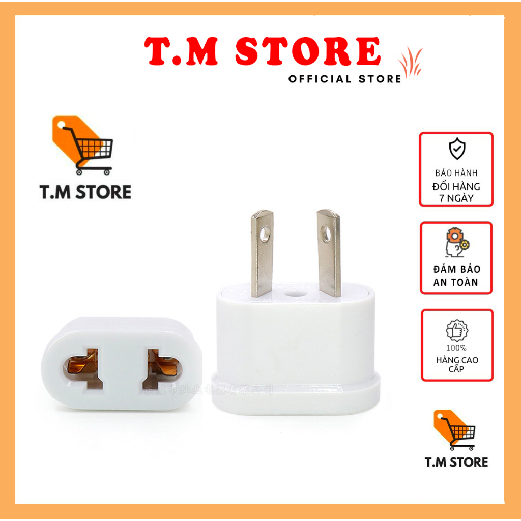 Ổ cắm điện chuyển đổi chân dẹp sang chân tròn phù hợp với nhiều loại phích cắm thông dụng TM Store