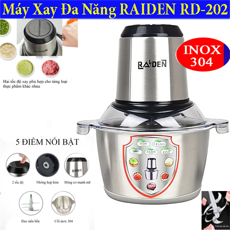 [HCM][ SIÊU SALE ] Top 3 Máy Đă Năng Được Ưa Chuộng Nhât Hiện Nay Máy Xay Thịt Đa Năng Rai.den RD-202 Bộ Dao 4 Lưỡi Không Gỉ Cối Inox 304 Công Suất Lớn Dung Tích 1.8L 2 Tốc Độ Xay Xay Đồ Ăn Dặm Cho Trẻ Xay Cà Phê Rau Củ
