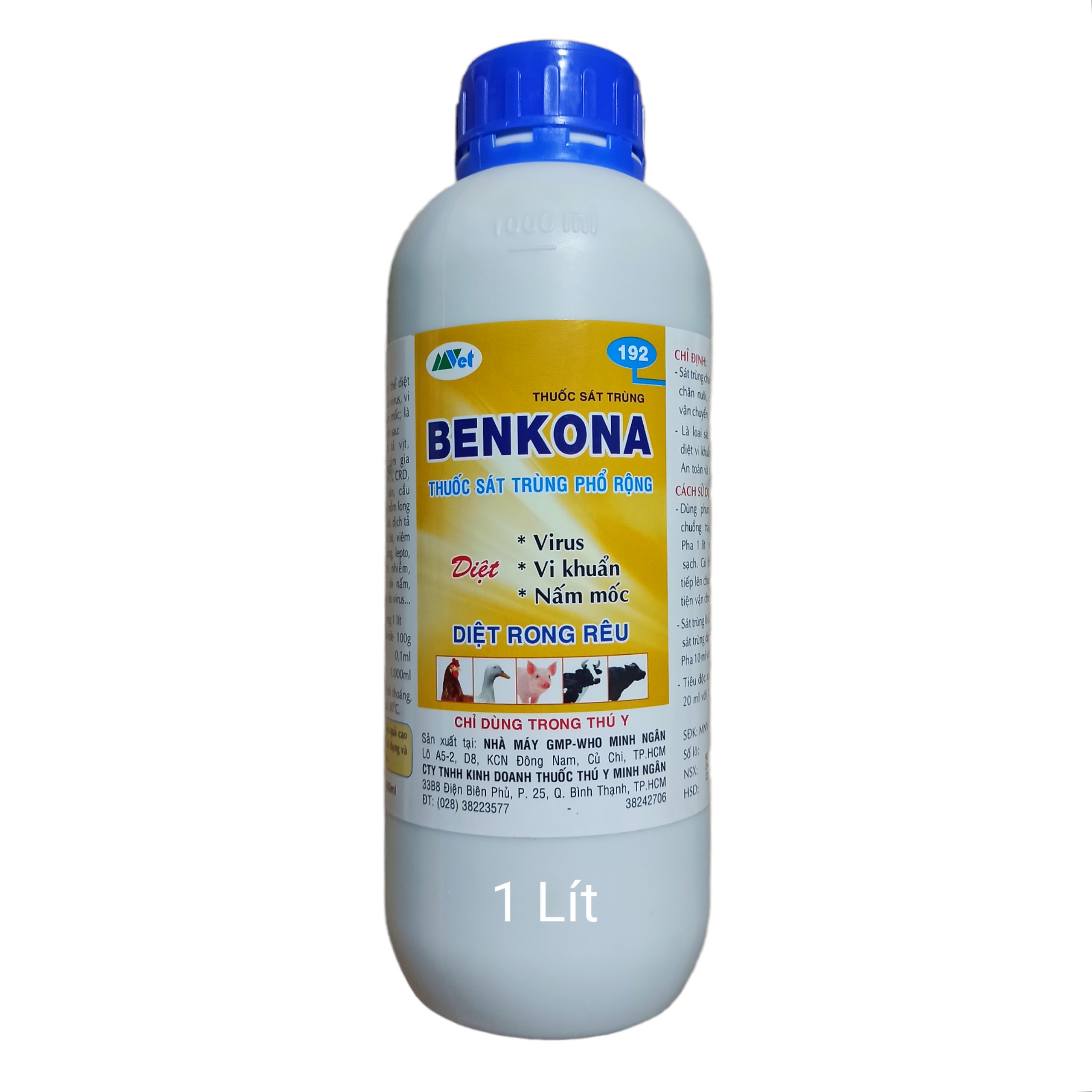 Benkona chai 1 lít Diệt khuẩn,nấm mốc rêu tảo, sát trùng chuồng trại,xử lý giá thể
