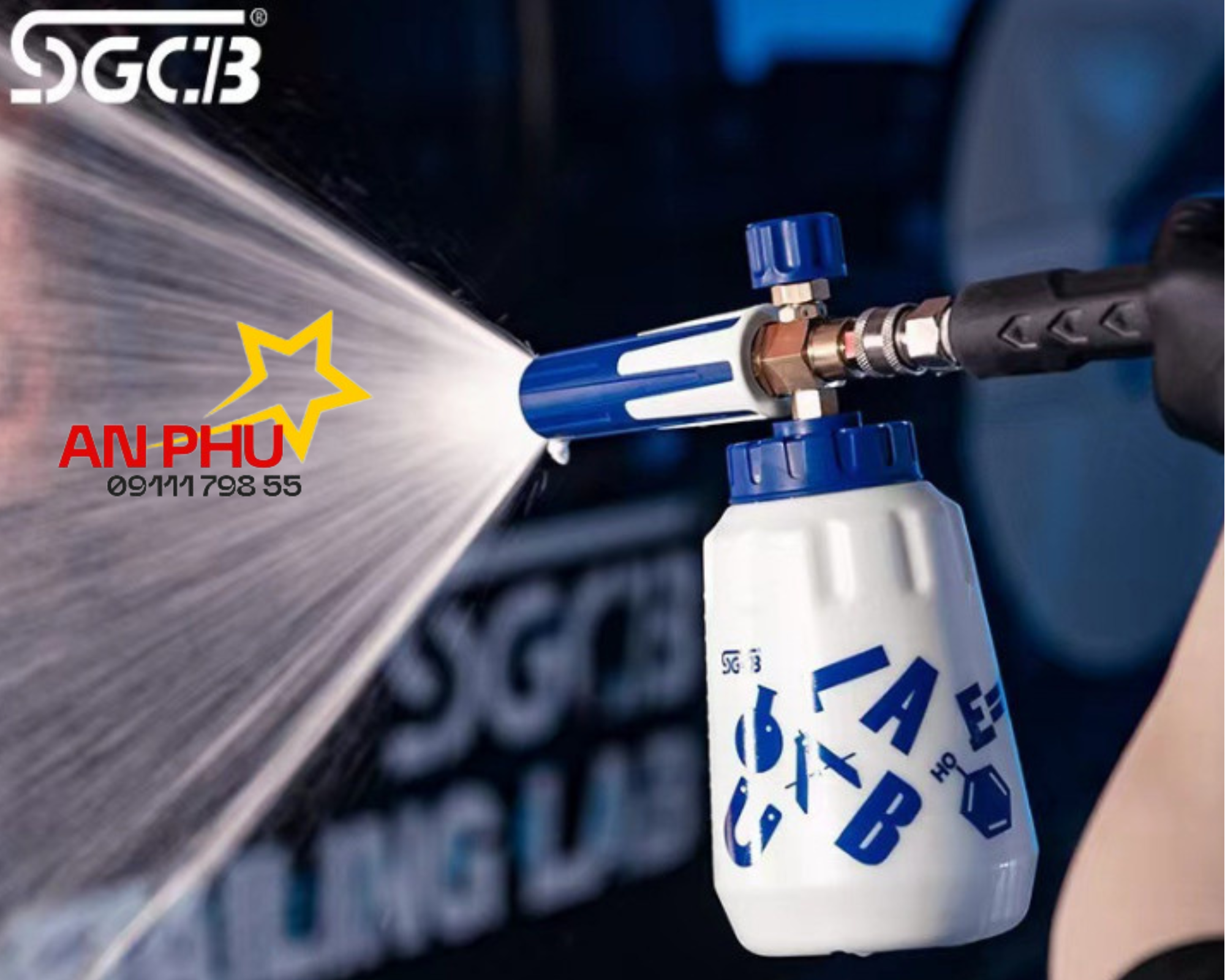 Bình xịt tạo bọt tuyết rửa xe ô tô, xe máy sgcb, bình foam 1 lít sgcb