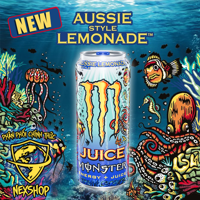 [Mẫu mới] Nước Tăng Lực Monster Energy Aussie Style Lemonade 473ml Mỹ