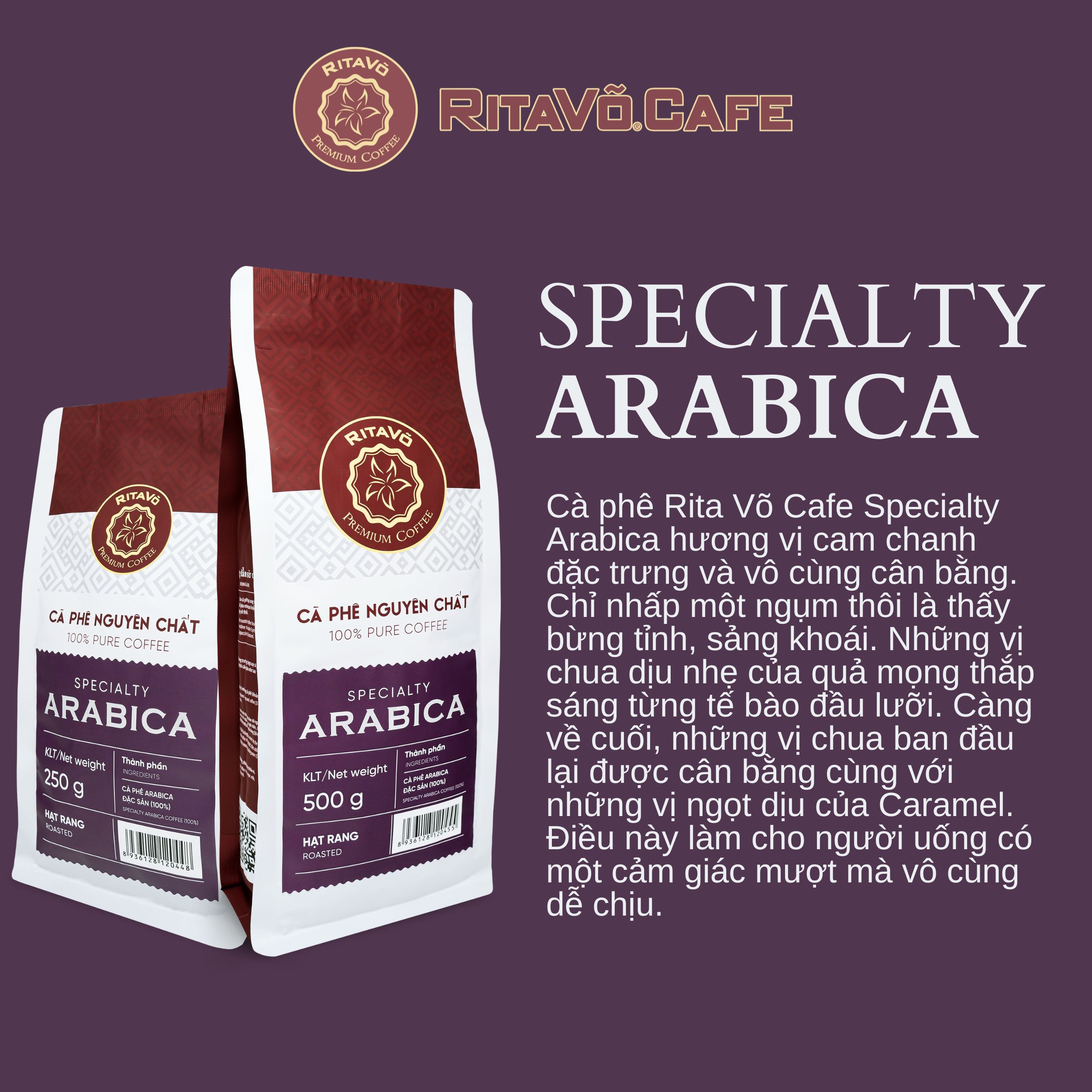 Cà phê hạt rang Rita Võ Cafe Specialty Arabica 500g