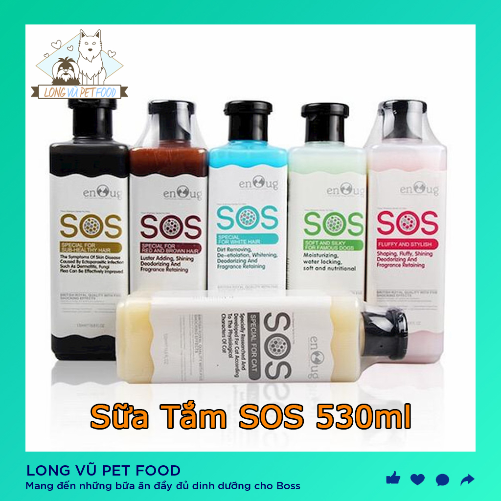 Sữa tắm cho chó mèo SOS 530ml Sữa tắm SOS cho chó mèo Long Vũ Pet Food