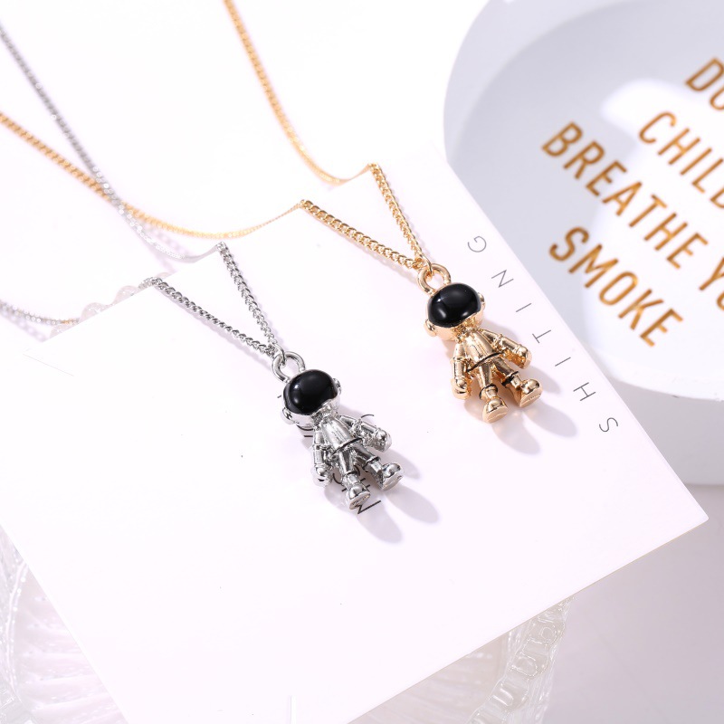 Dây chuyền nam nữ cặp đôi cá tính ngầu màu bạc và vàng phi hành gia xuyên không cao cấp - Dây chuyền nữ cá tính học sinh