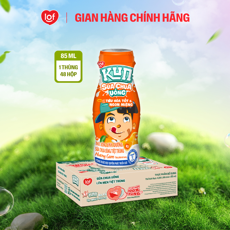Sữa chua uống KUN vị cam thùng 48 chai x 85ml