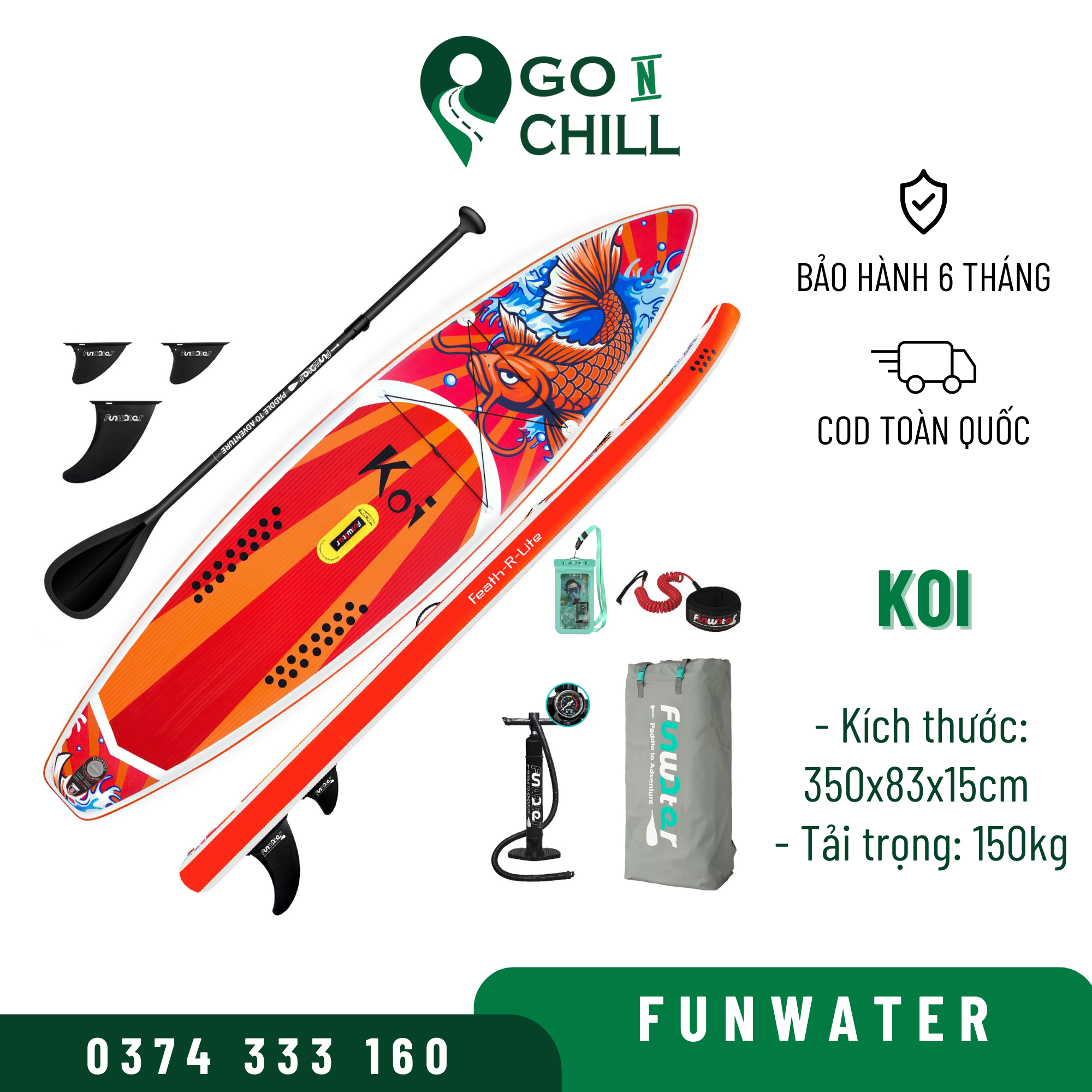 Koi sup board - ván chèo đứng bơm hơi, ván sup bơm hơi, thuyền sup giá rẻ