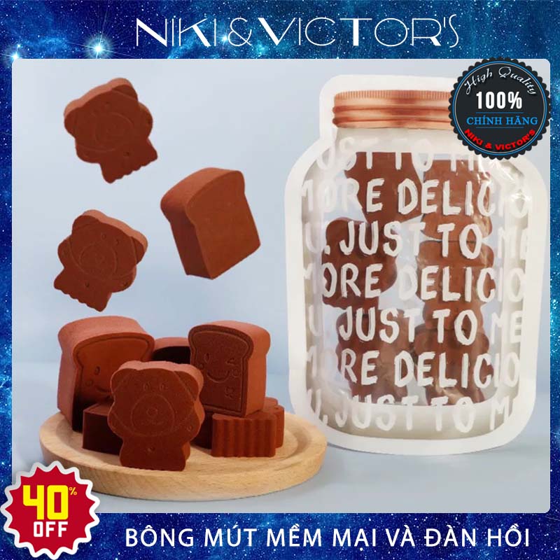 Bông Mút Tán Kem Nền Mút Trang Điểm 6 Cái Hình Gấu Tán Kem Nền,Phấn Phủ, Tẩy Trang Chất Mềm Mịn Siêu Dễ Thương