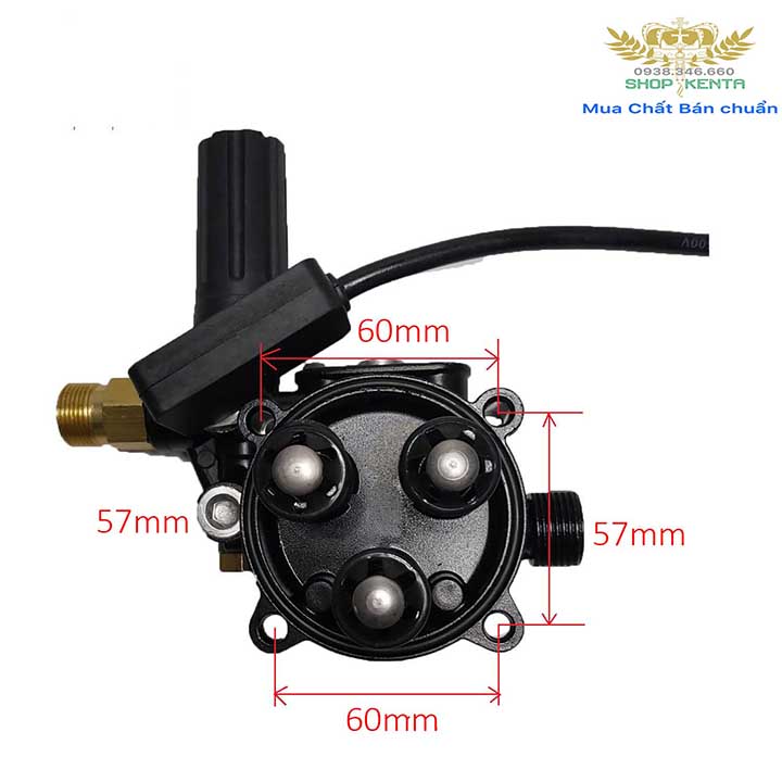 ĐẦU BƠM 3 PITON KÈM RƠ LE máy xịt rửa xe cao áp - Phụ kiện máy rửa xe Zukui RS3, Osaka R1 - chỉnh áp