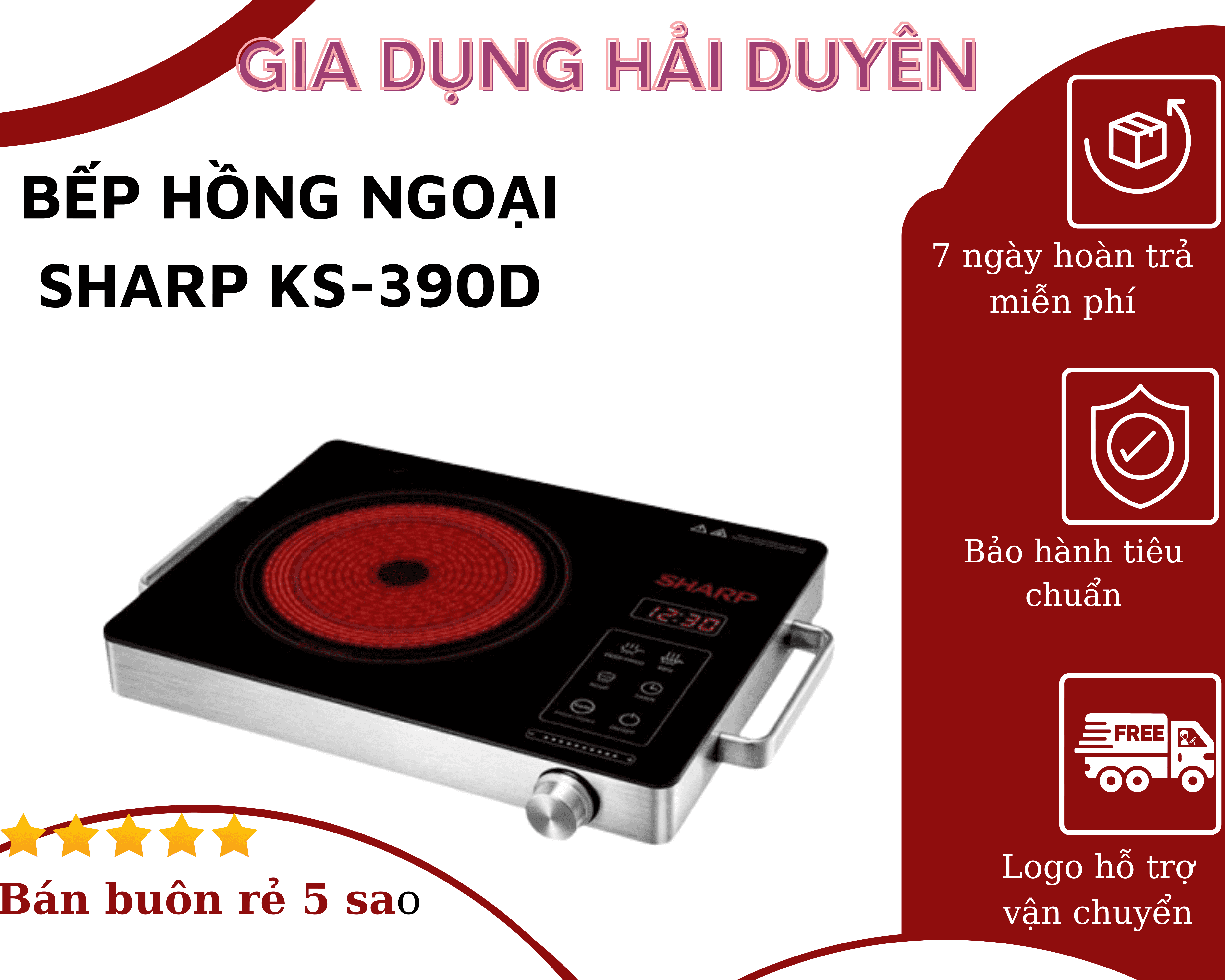 Bếp hồng ngoại Sharp bảo hành 12 tháng bề mặt cảm ứng công suất lớn