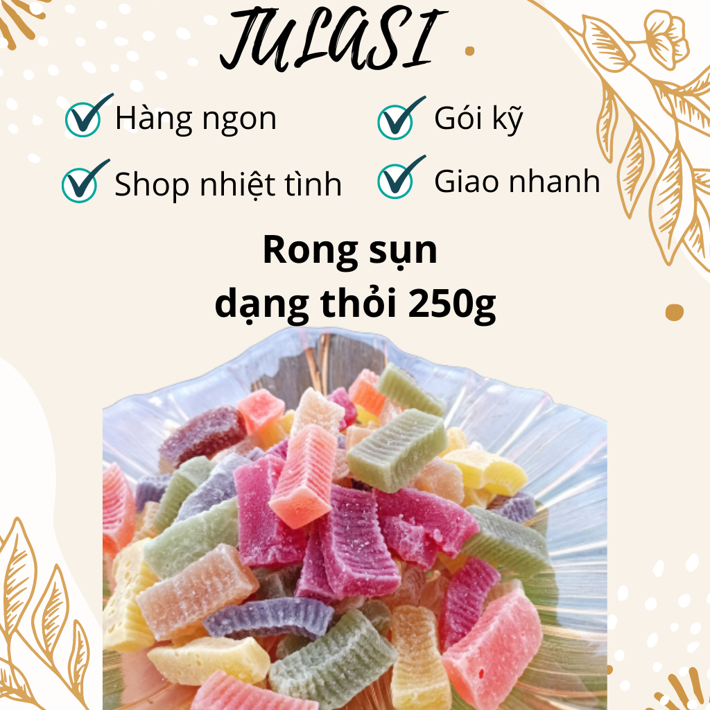 Mứt rong sụn dạng thỏi ăn liền, dẻo dẻo, it ngọt # tulasi