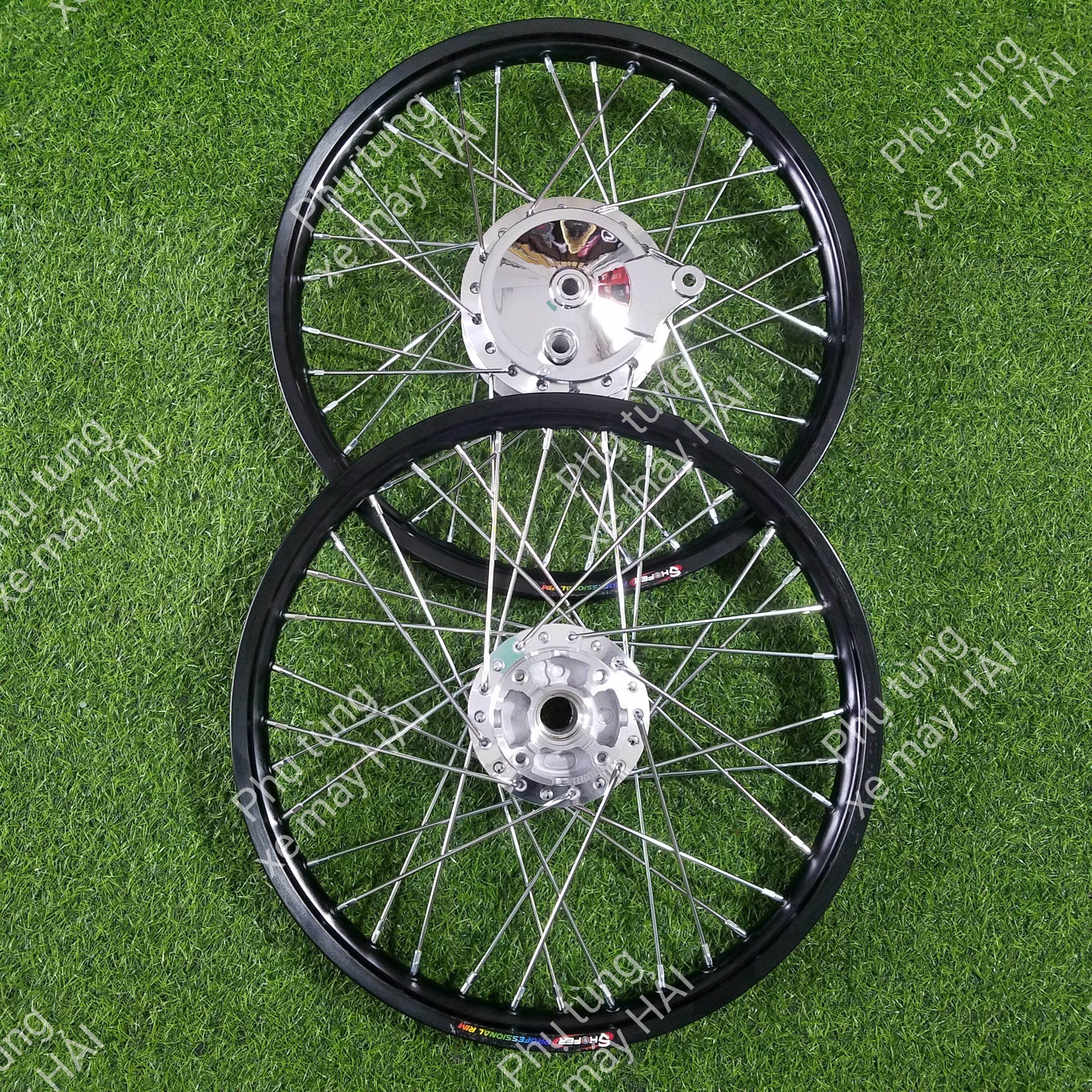 Bánh căm wave đùm mạ crom căm mạ crom niềng nhôm thái màu đen và bạc full má đùm sau như hình msp 2254