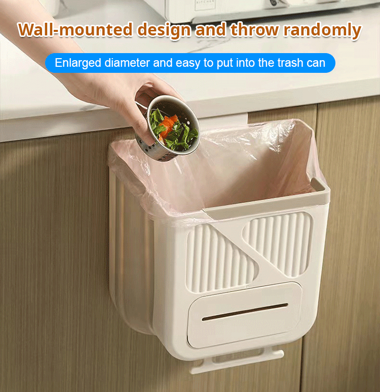 Foldable and thickened wall-mounted kitchen trash can storage frame washbasin wastebasket