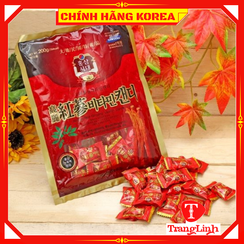 Kẹo hồng sâm hàn quốc chính hãng, gói 200gr - Kẹo sâm samsung cứng - tranglinh
