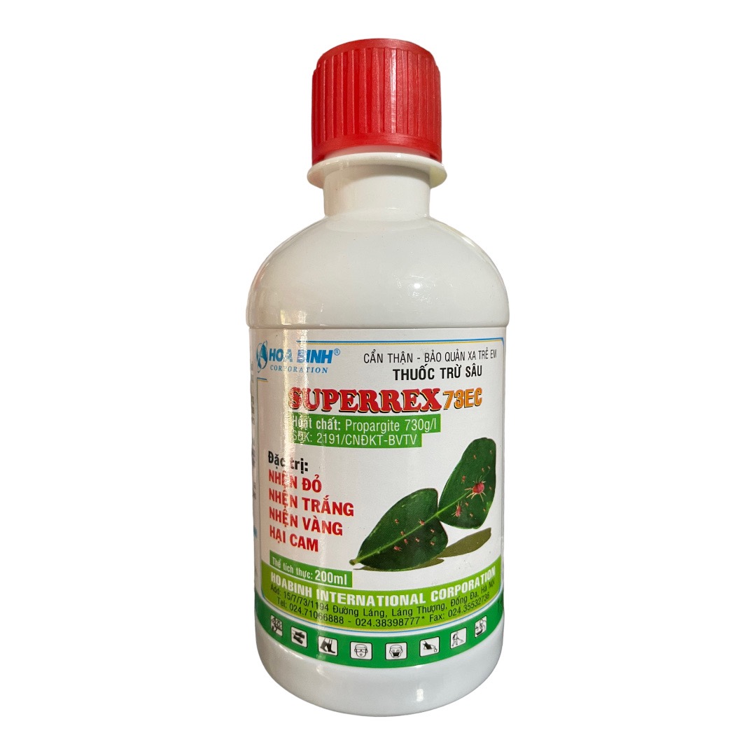 Thuốc trừ nhện Super Rex thuốc trừ nhện đỏ, nhện trắng, nhện vàng hại cây ăn quả, cây sầu riêng, cây hoa mai, hoa cúc, cà phê