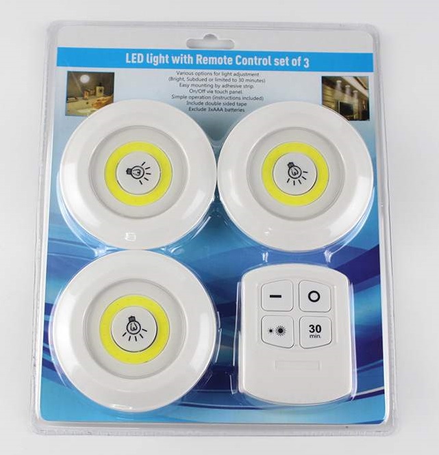 [Free ship] Bộ 3 đèn led thông minh điều khiển từ xa, dán tường không khoan đục