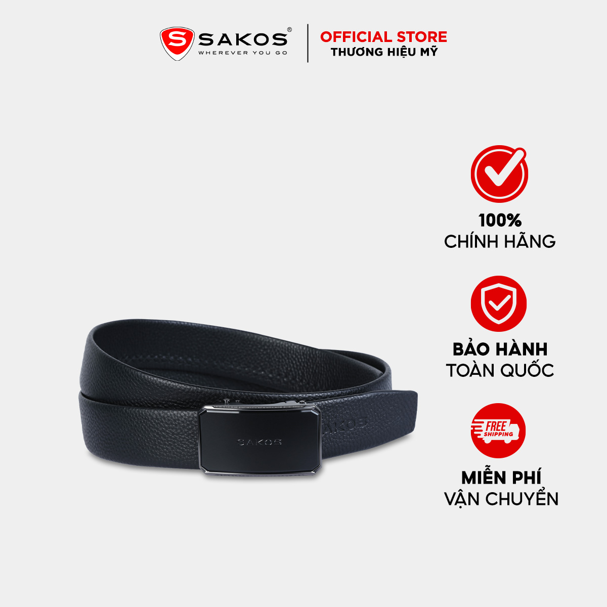 Thắt lưng da cá sấu Sakos Atar