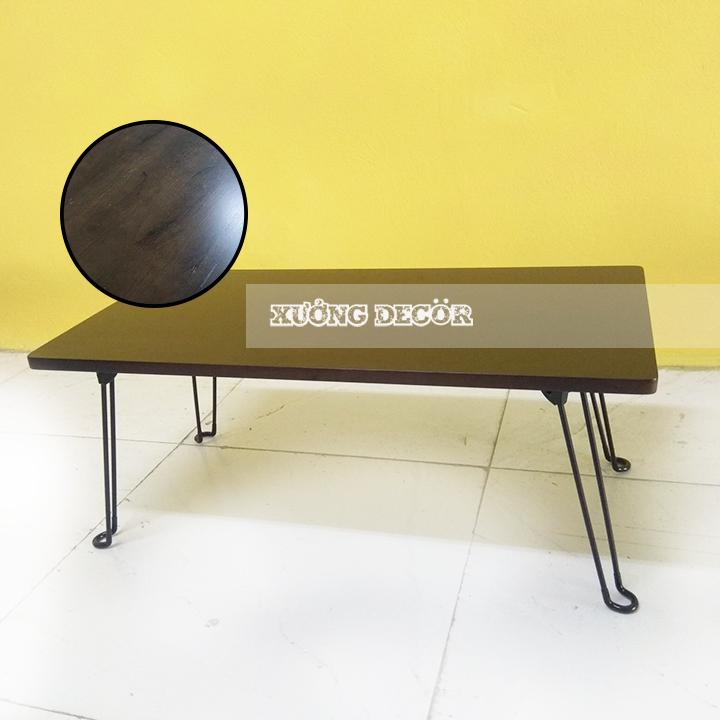 Bàn gỗ tự nhiên màu óc chó gập gọn xd365 40x80cm gỗ dầy 18mm, cao 30cm