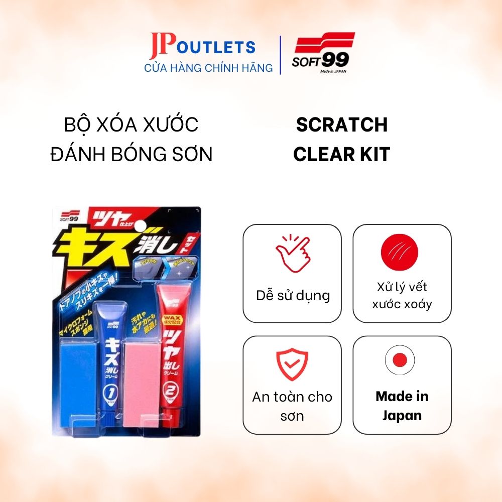 Bộ lấp vết xước, làm bóng sơn xe ô tô scratch clear kit w-60 | soft99 japan