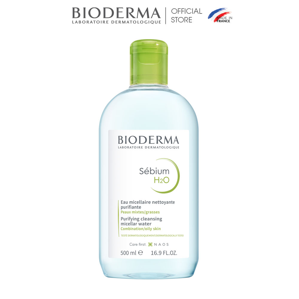 Dung dịch làm sạch và tẩy trang micellar cho da hỗn hợp và da dầu Bioderma Sebium H2O - 500ml