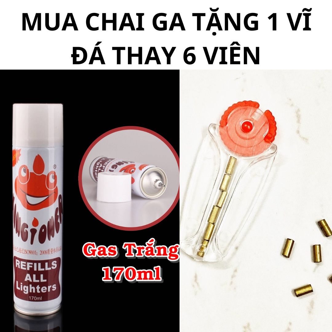 [ MUA 1 ĐƯỢC 2 ] CHAI GAZ MỸ TRẮNG MỸ DÀNH BƠM CHO HỘT QUẸT LỬA KHÒ - LỬA THƯỜNG ĐẶC BIỆT KHÔNG HÔI TẶNG ĐÁ LỬA THAY HỘT QUẸT NHƯ HÌNH
