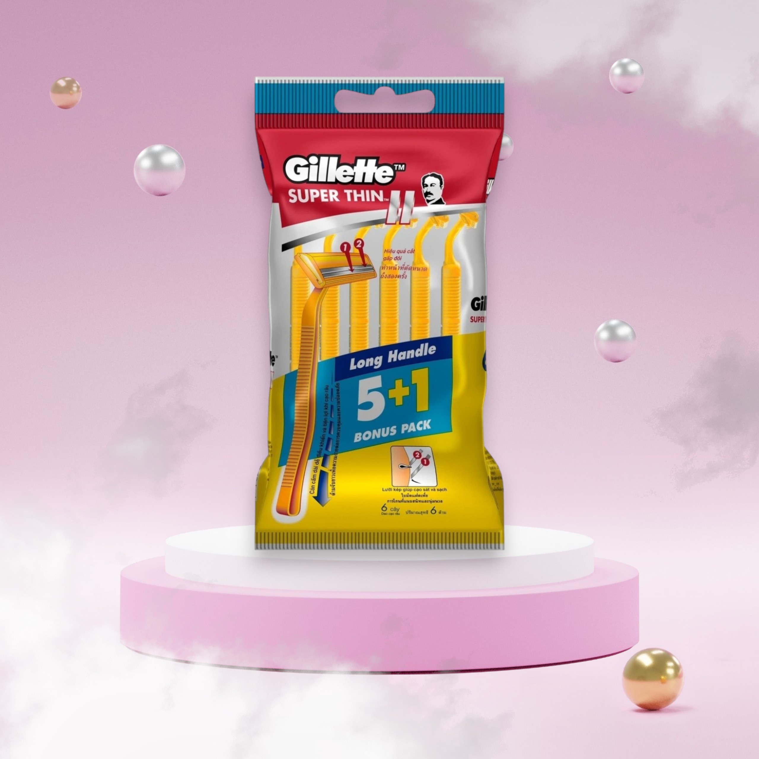 Dao cạo râu Gillette Super Thin cán vàng túi