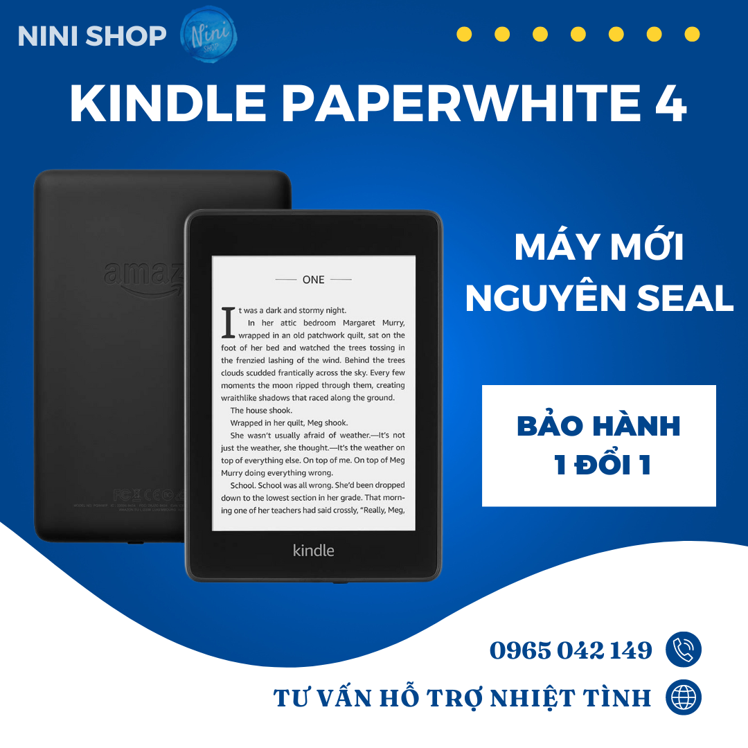 Máy đọc sách kindle paperwhite gen 4 bảo hành 1 năm 1 đổi 1 tặng túi chống sốc hoặc ốp lưng xinh xinh
