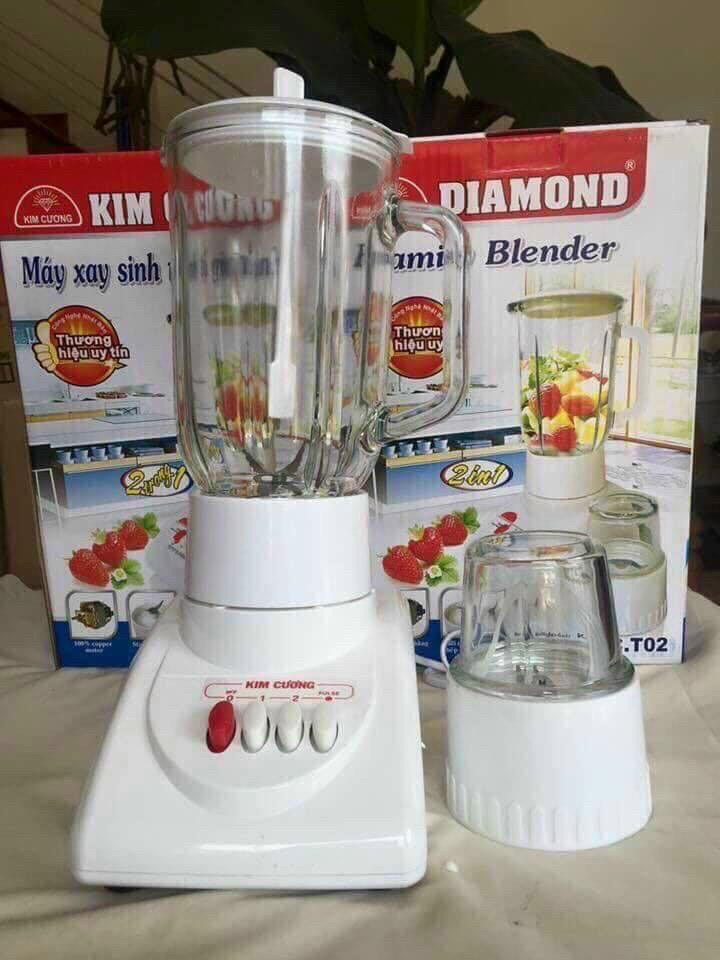 MÁY XAY SINH TỐ THỦY TINH 2 CỐI KIM CƯƠNG KC-T02 ( LY XAY THỊT NHỰA - MÔ TƠ 100% BẰNG ĐỒNG )