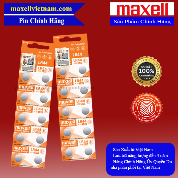 2 vỉ - 20 viên pin 44 maxell chính hãng lr44/a76/ag13 date new