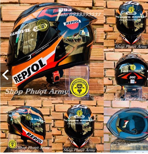 Mũ Fullface ROYALM138B 1 Kính lên tem REPSOLS cực chất