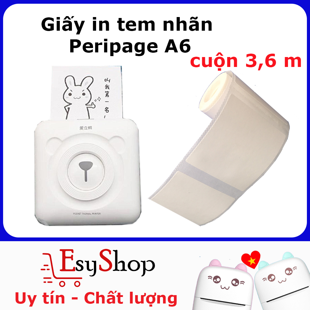 Giấy in nhiệt tem nhãn dán K57 dành cho máy in cầm tay Peripage A6