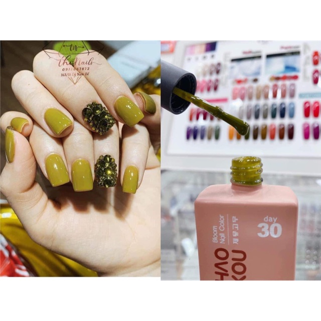 Sơn gel hot màu cỏ úa phụ kiện nail