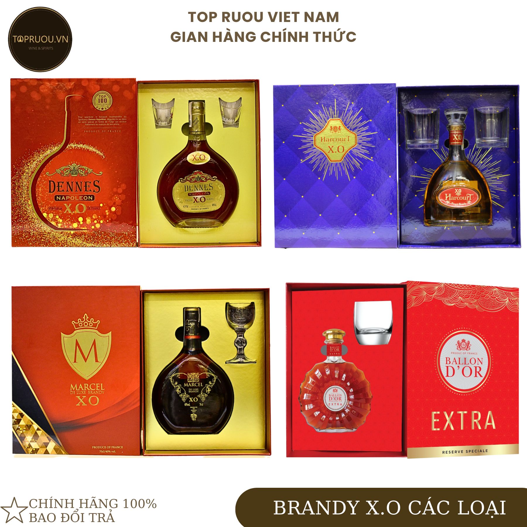 Rượu brandy xo pháp ballon d'or - napoleon - dennes