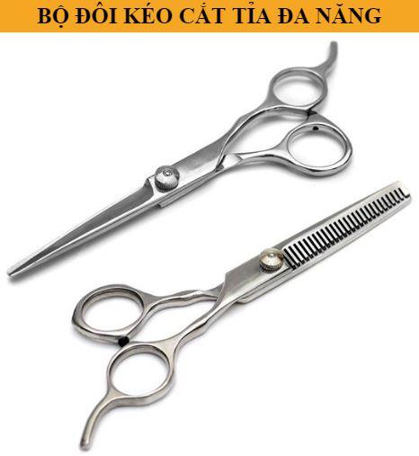 Kéo Cắt Và Tỉa Tóc (Loại tốt) - bộ 2 cái, Bộ Đôi Kéo Cắt Tóc Và Kéo Tỉa cao cấp, Kim loại cao cấp chống gỉ, Phù hợp với gia đình hoặc học nghề tóc.
