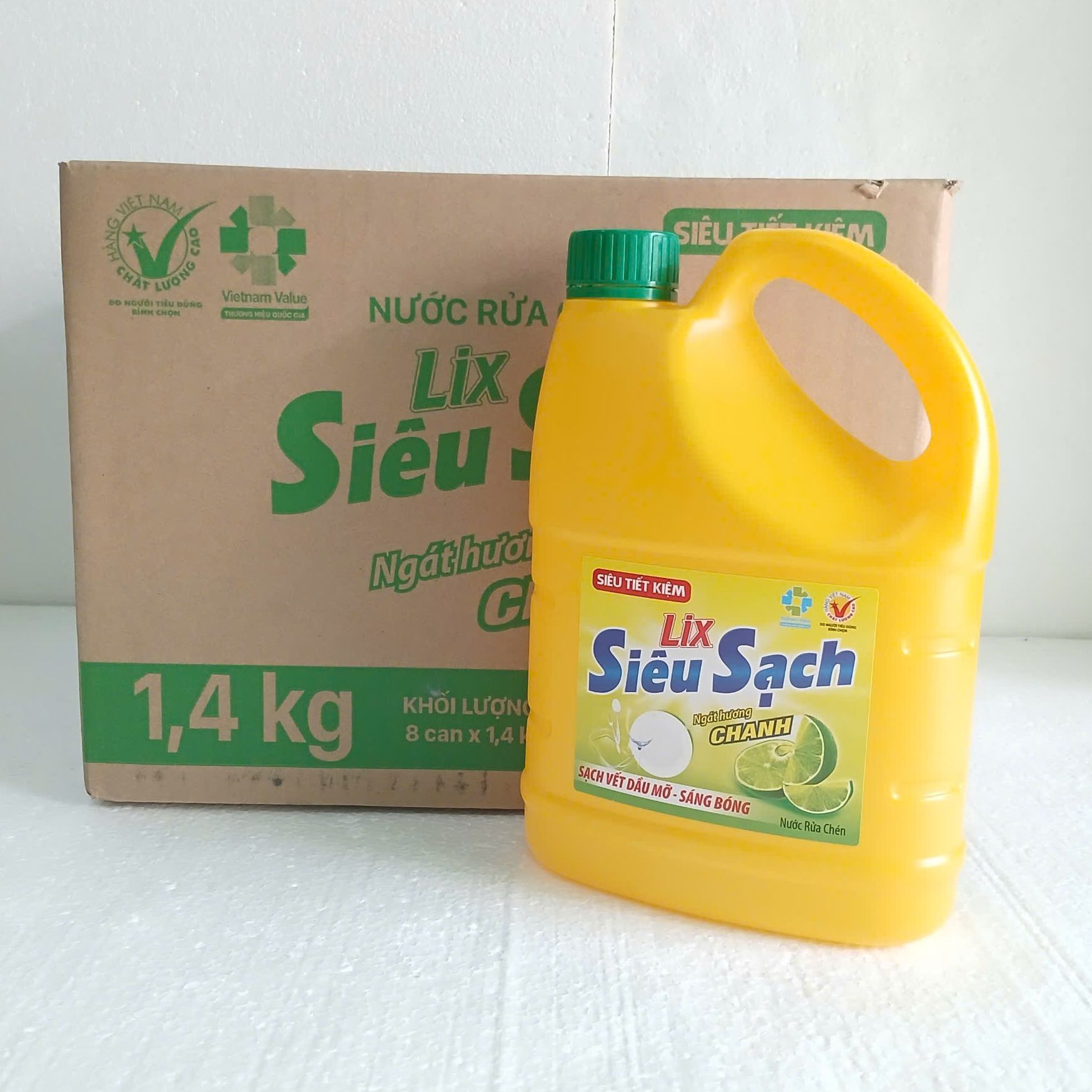 Nước rửa chén lix can 1.4kg siêu sạch hương chanh