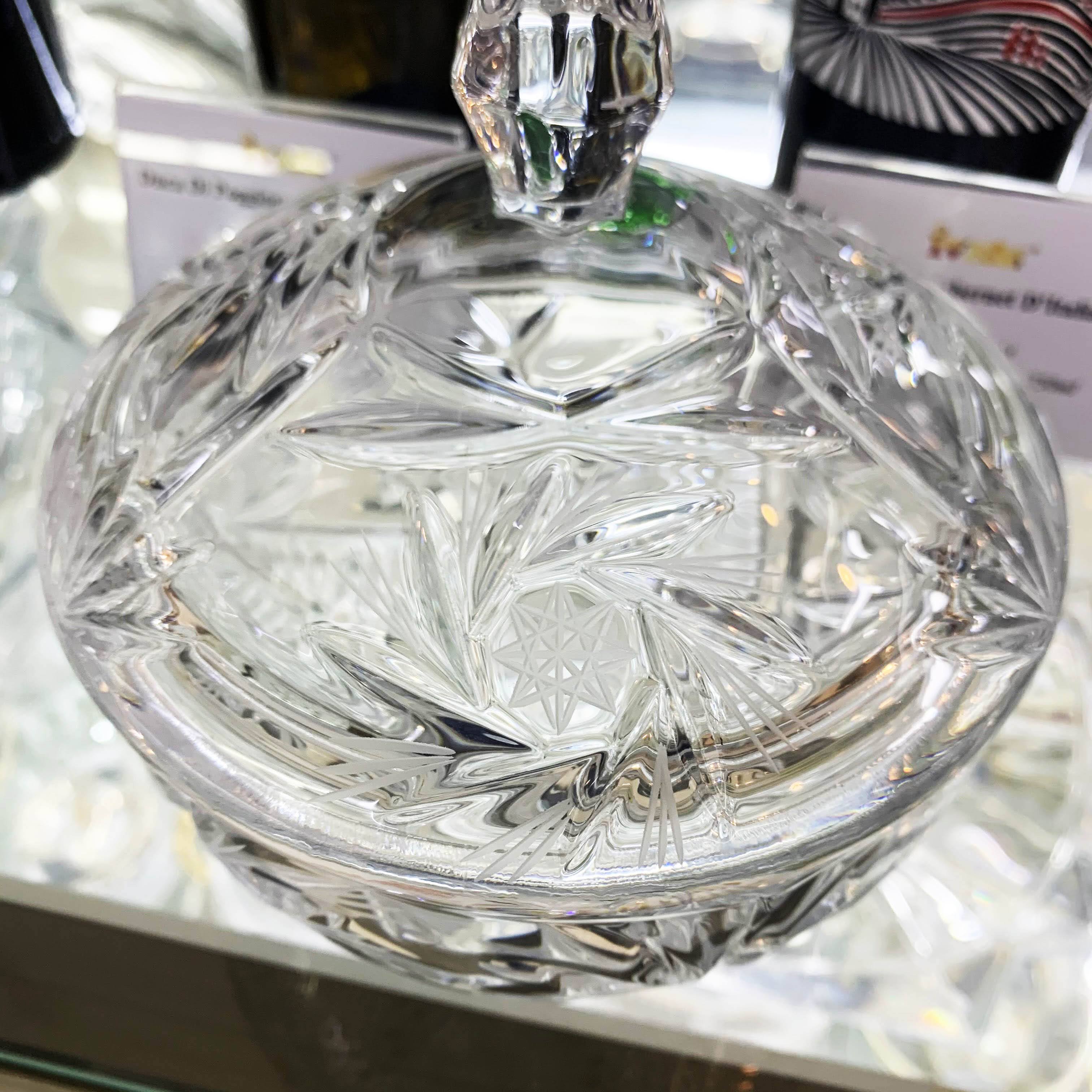 Khay hũ đựng bánh kẹo mứt có nắp âu thố pha lê tiệp khắc bohemia crystal 59001 15.0cm
