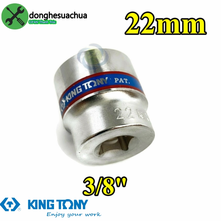 Tuýp 22mm loại 3/8 có 6 cạnh màu trắng loại ngắn kingtony 333522m