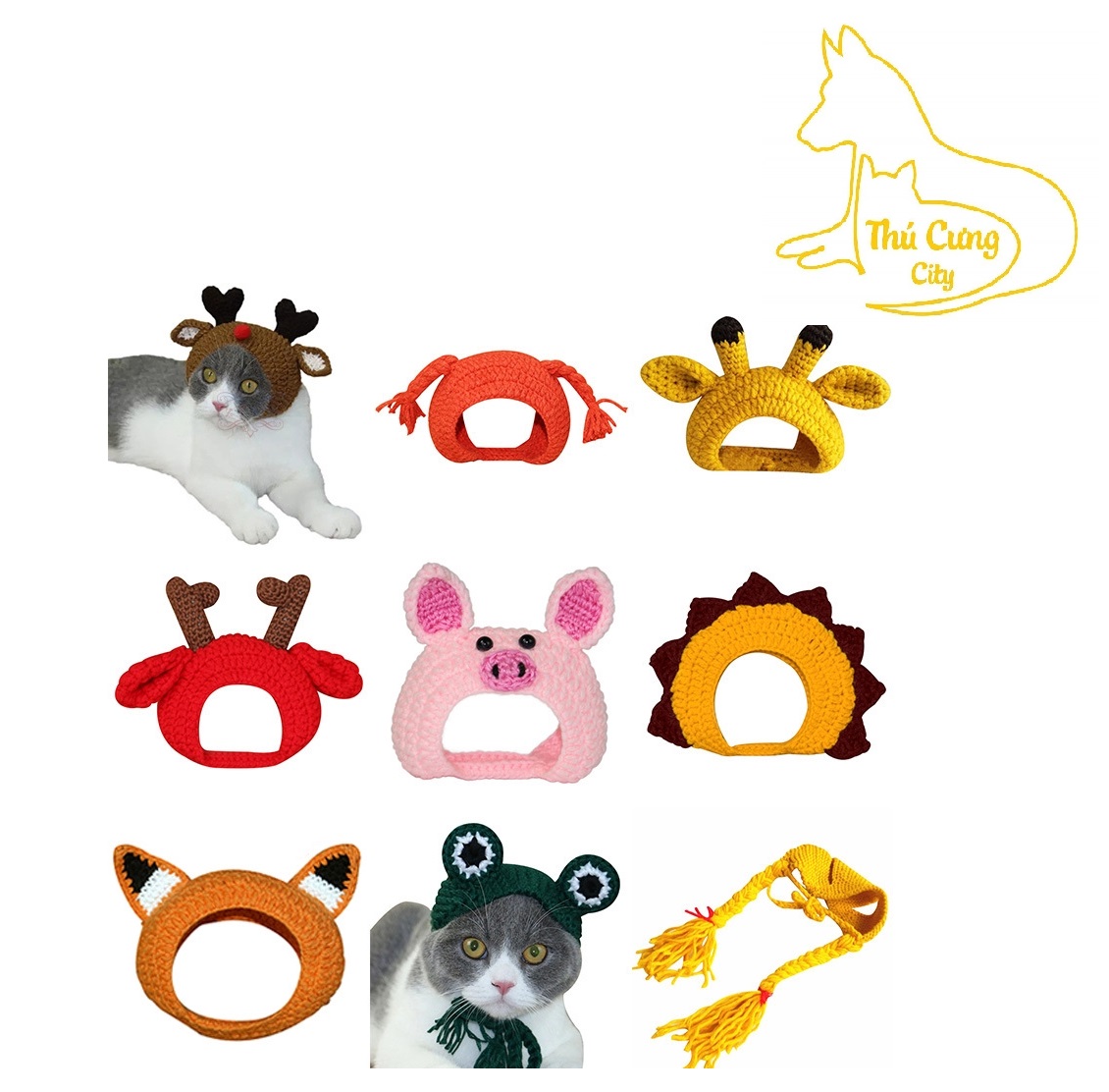 Mũ len đan tay Handmade cho thú cưng