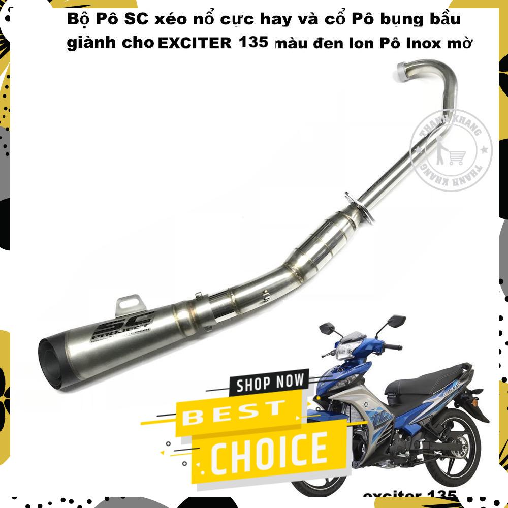 Bộ pô sc xéo nổ cực hay và cổ pô bụng bầu inox dành cho xe exciter 135 thanh khang 006001322 006001310