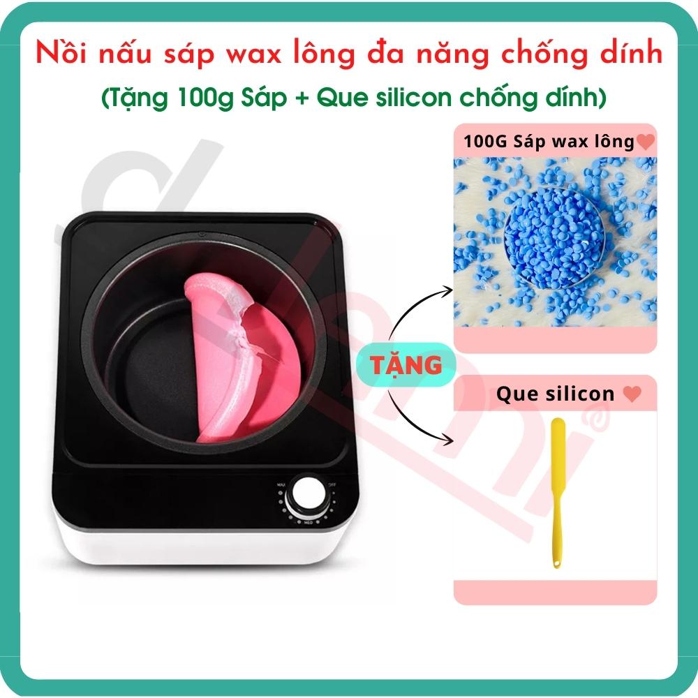 Nồi Nấu Sáp Wax Lông Dùng Điện Chuyên Dụng LOẠI 1- TẶNG 100G SÁP + QUE SILICON QUÉT SÁP CHỐNG DÍNH - Nóng chảy sáp wax lông nhanh chóng, hiệu năng cao, dễ sử dụng - Chuyên dùng cho spa và tại nhà