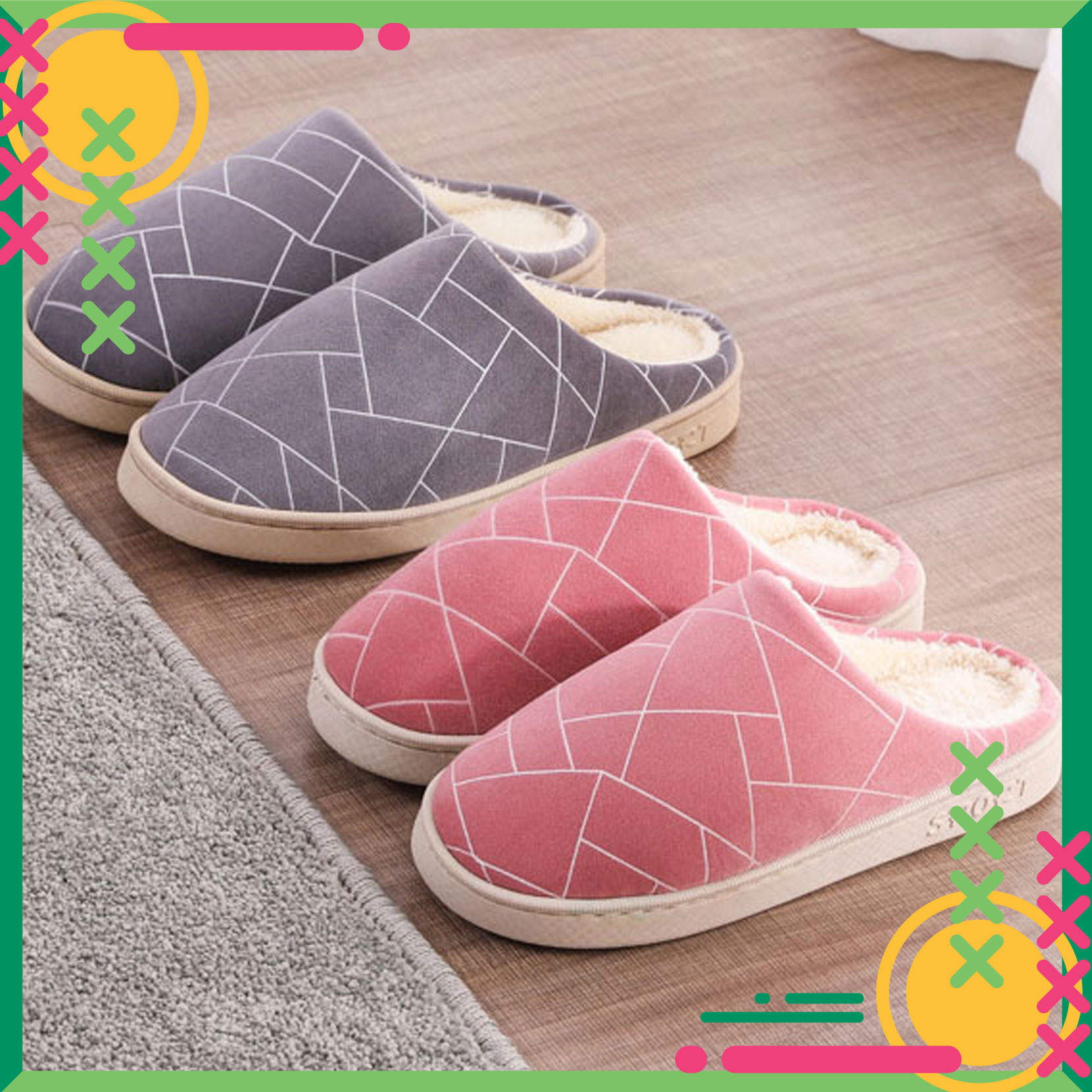 [HCM]DÉP LÔNG UNISEX HỌA TIẾT ĐƯỜNG THẲNG LÔNG SIÊU DÀYĐẾ CAO SU DẺO DÀY CHỈ MAY CỰC CHẮC CHẮN